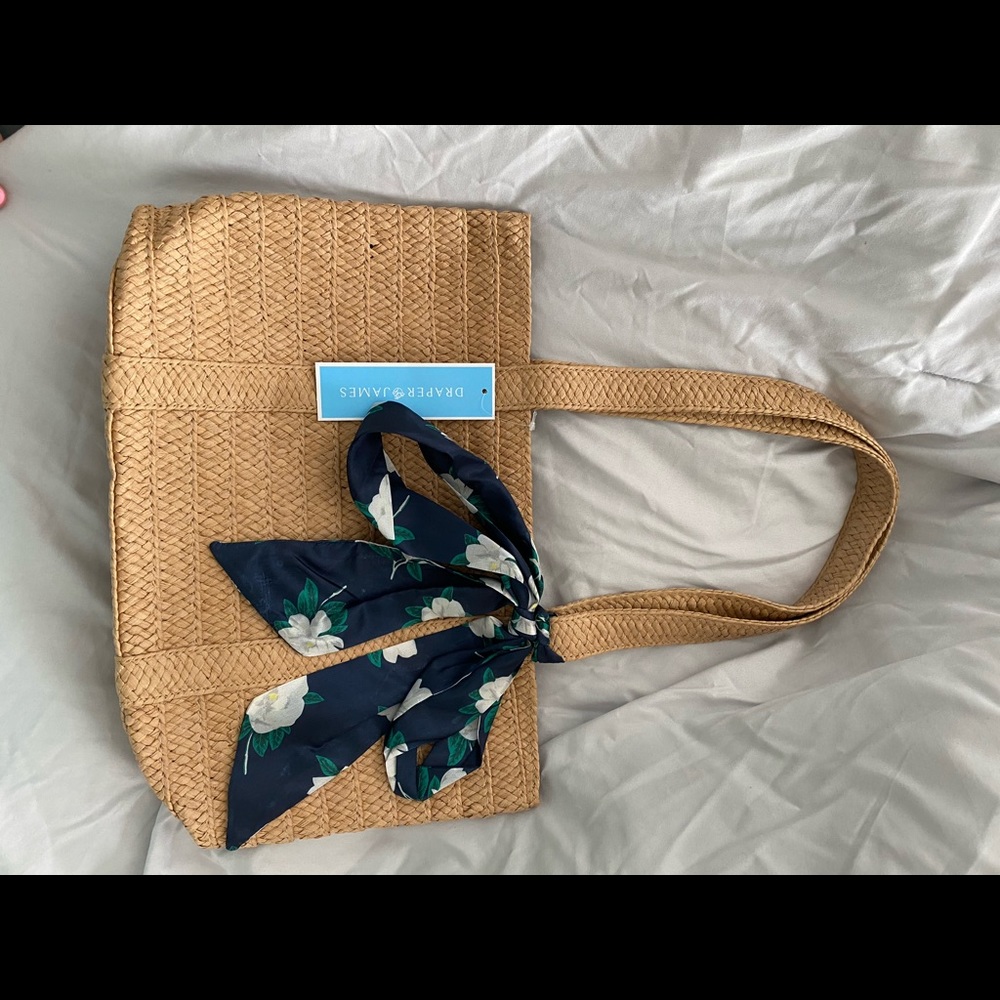 Draper James Straw Bag with Floral Tie
